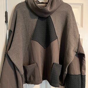 POL Stylish Women's Hooded sweatshirt- Gray & Blue